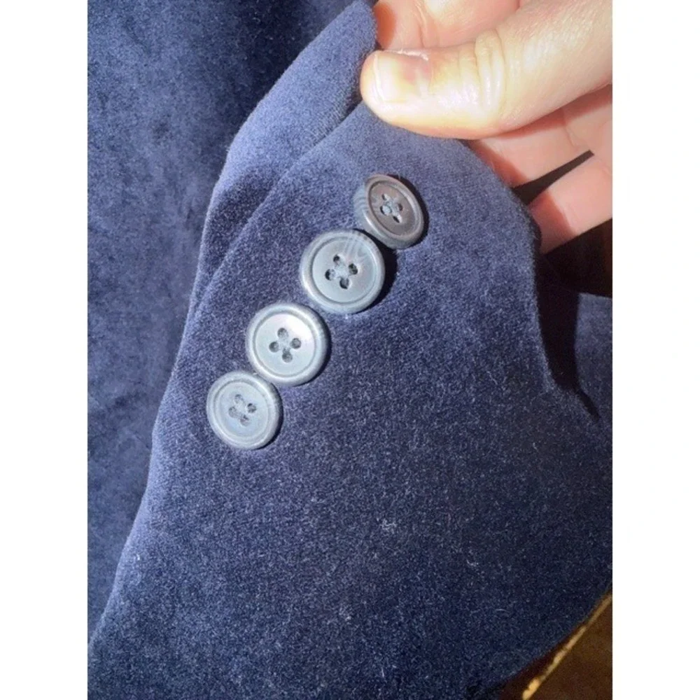 Madison Modern Fit Navy Blue Velvet Blazer Sport Coat Jacket Men Size 42L - Picture 5 of 7